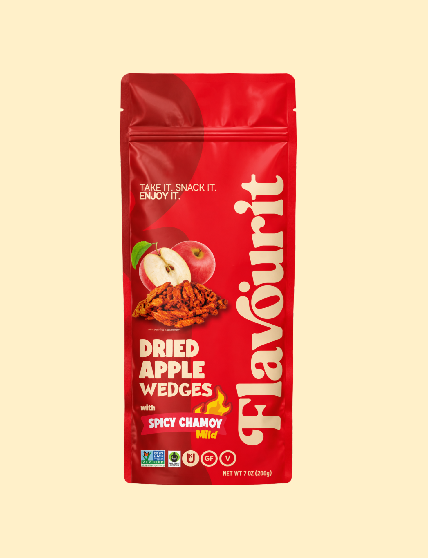Dried Apple Wedges with Chamoy, Large Pouch Bag 7oz