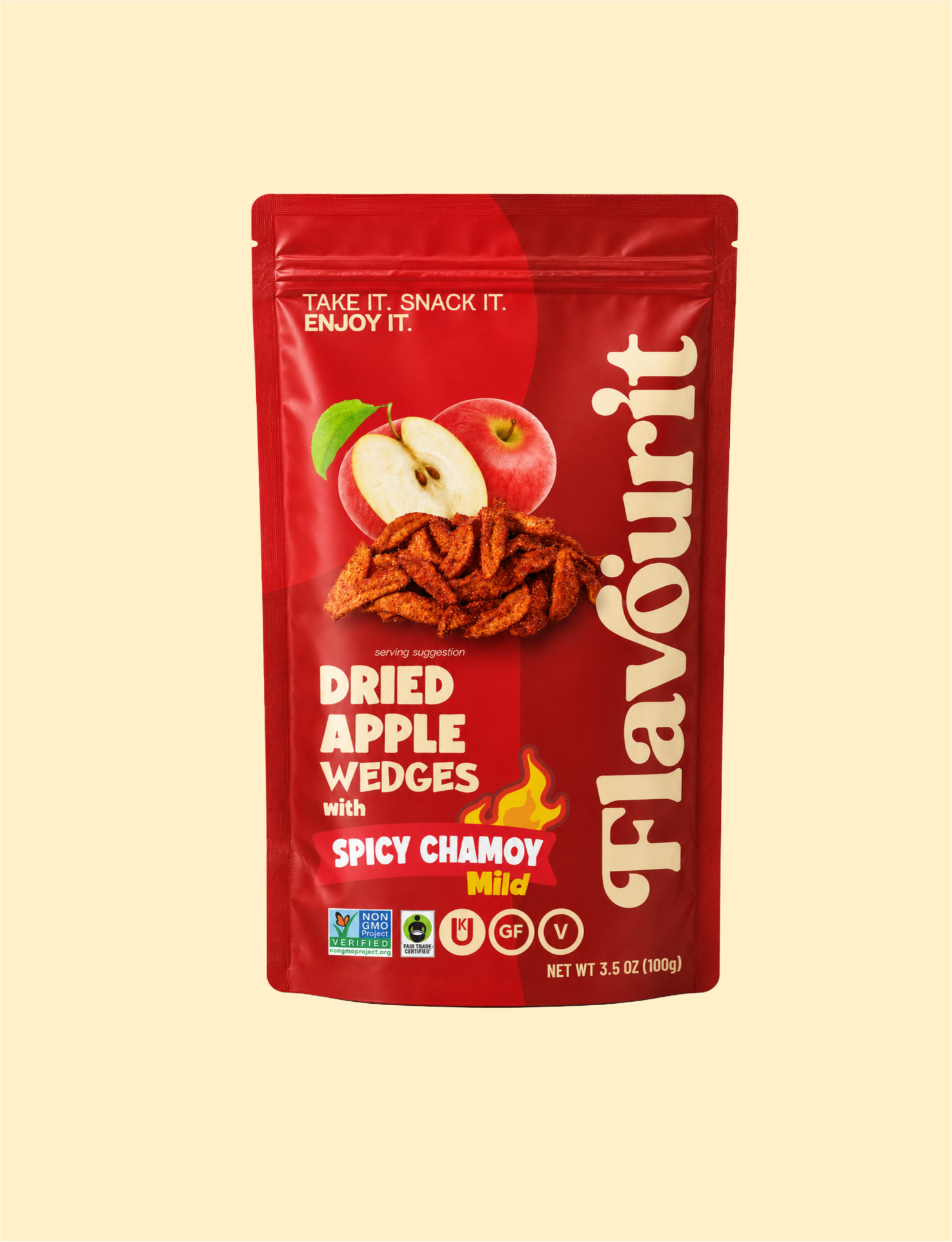 Dried Apple Wedges with Chamoy, Medium Pouch Bag 3.5oz