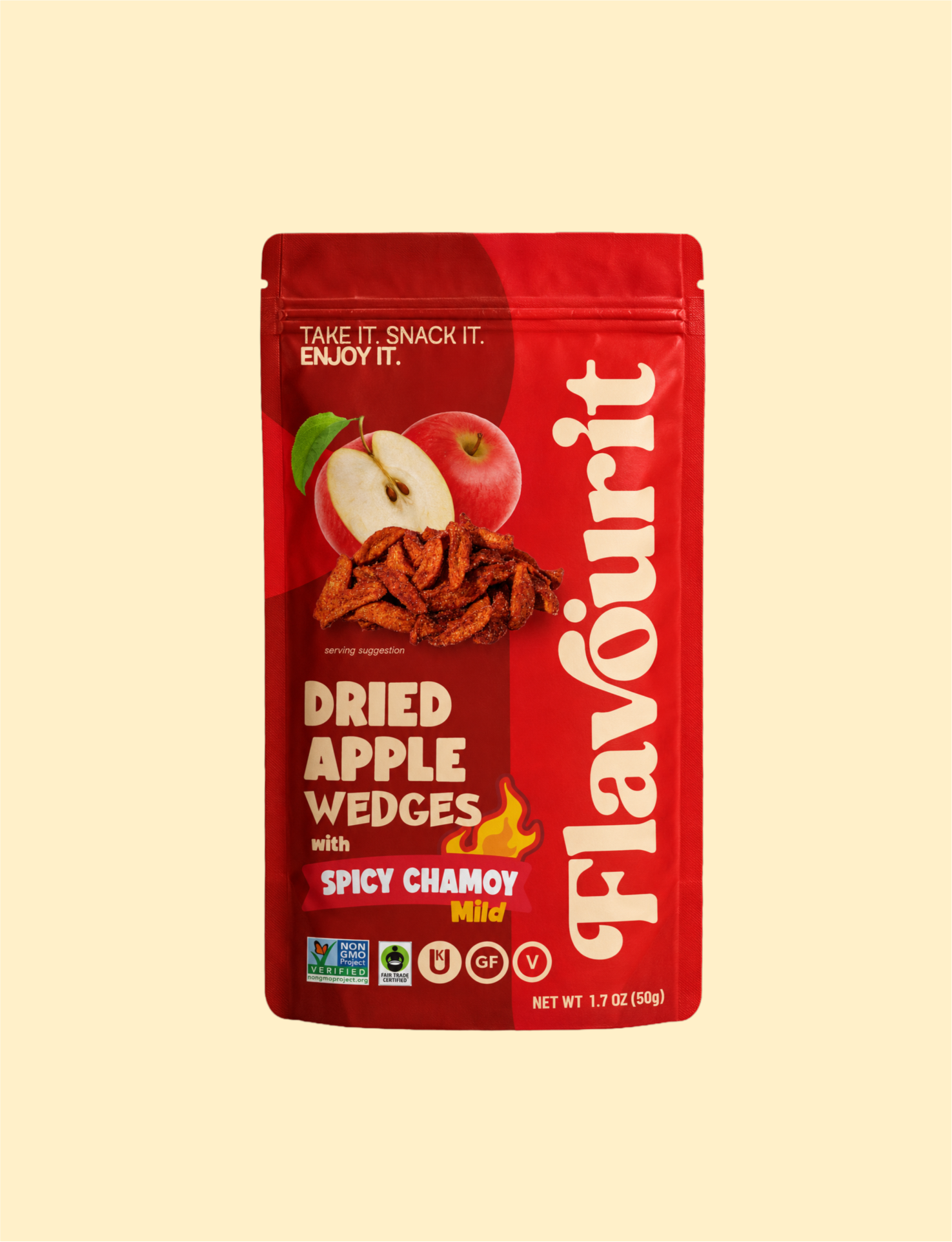 Dried Apple Wedges with Chamoy, Small Pouch Bag 1.7oz