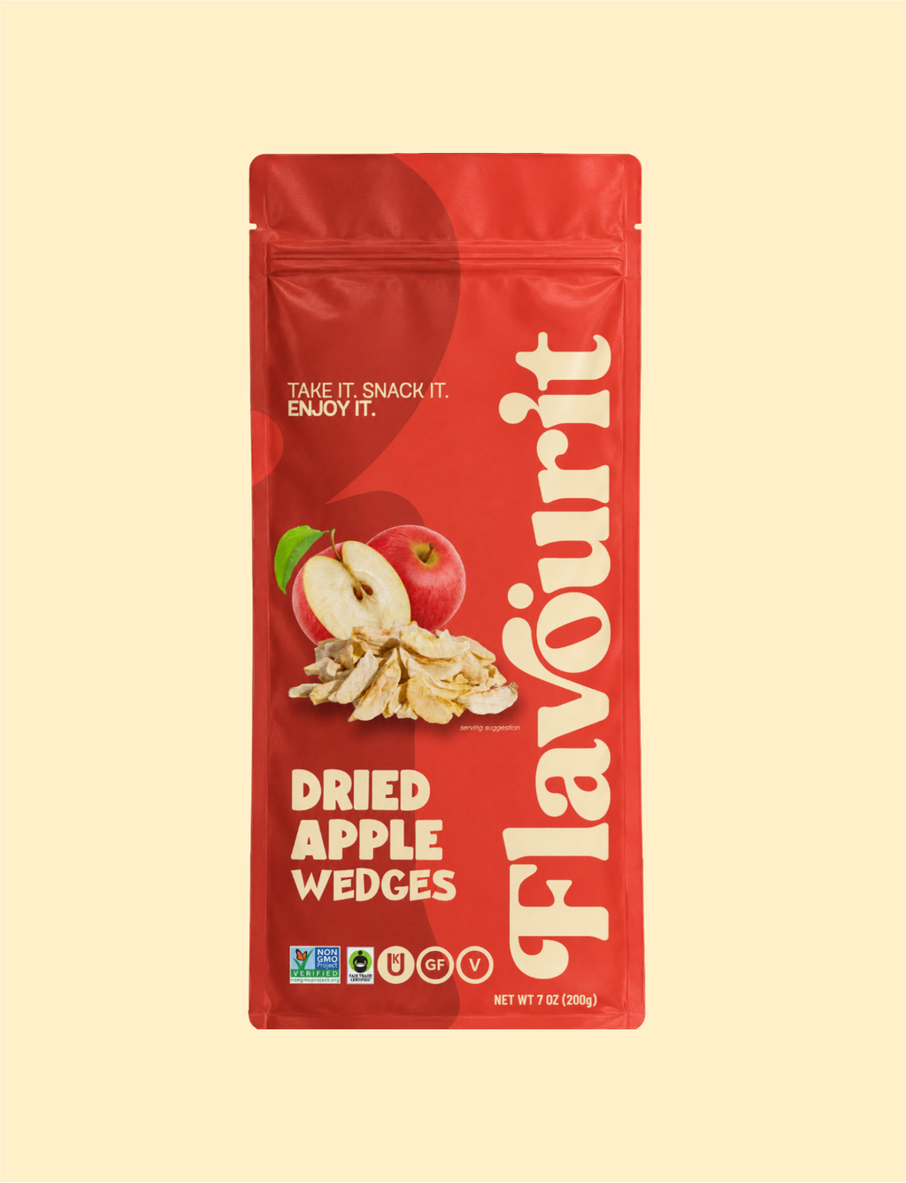 Dried Apple Wedges, Large Pouch Bag 7oz