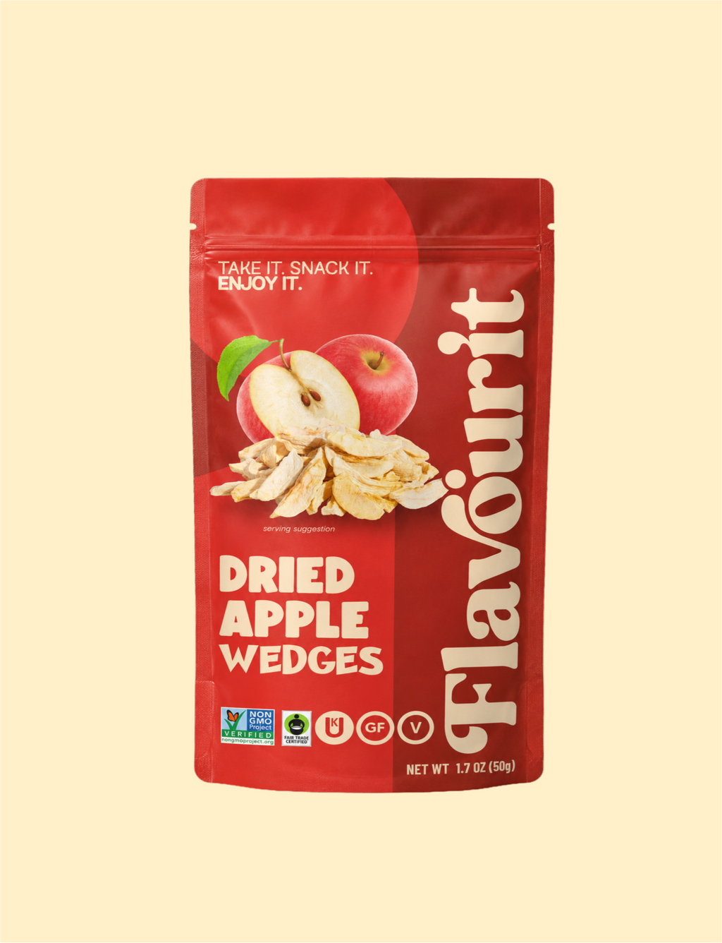 Dried Apple Wedges, Small Pouch Bag 1.7oz