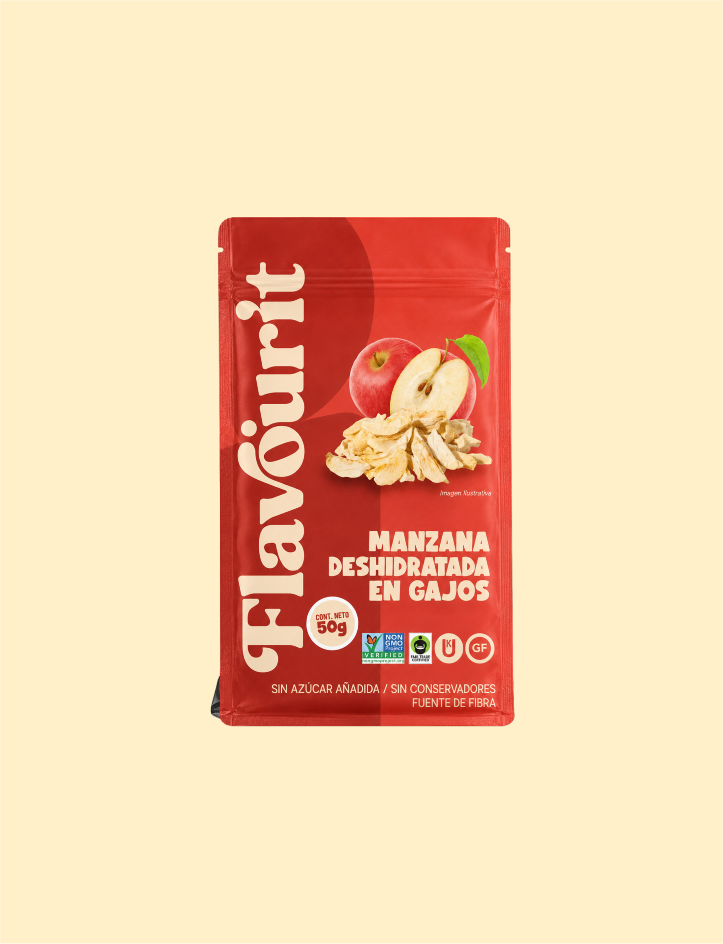 Manzana Deshidratada en Gajos, Bolsa Pouch Chica 50g