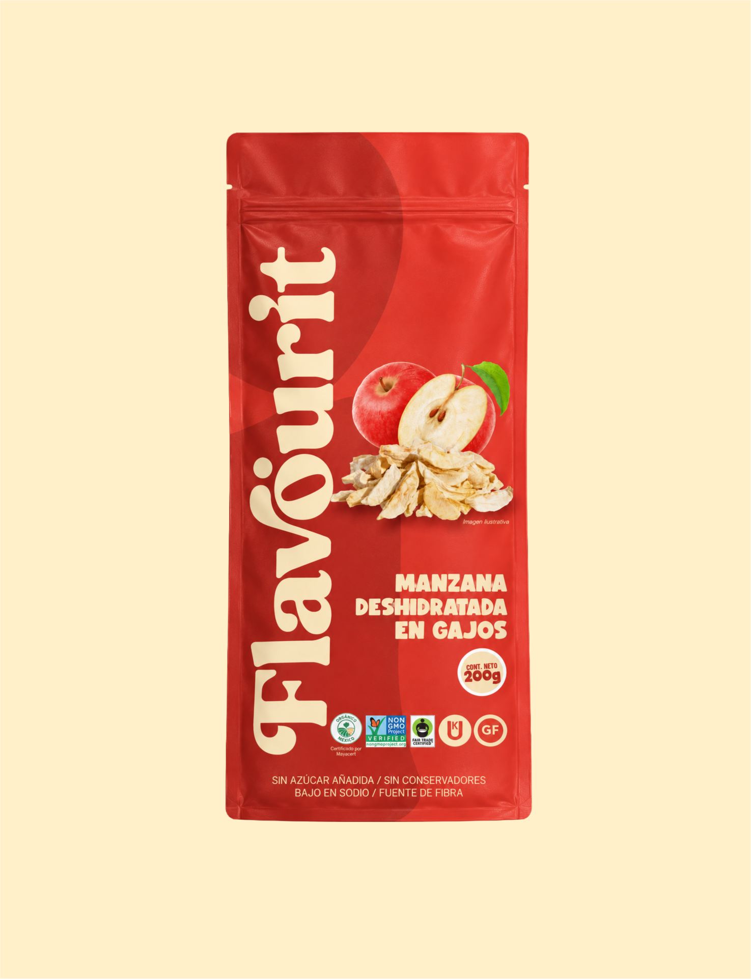 Manzana Deshidratada en Gajos, Bolsa Pouch Chica 200g