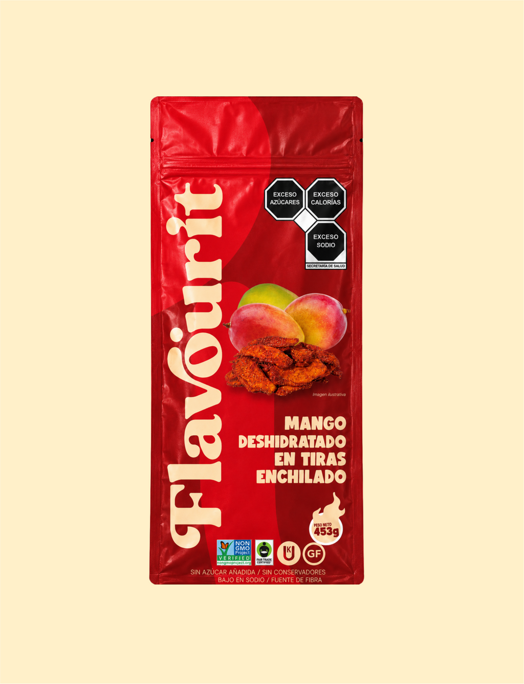 Mango Deshidratado en Tiras Enchilado, Bolsa Pouch Grande 453g