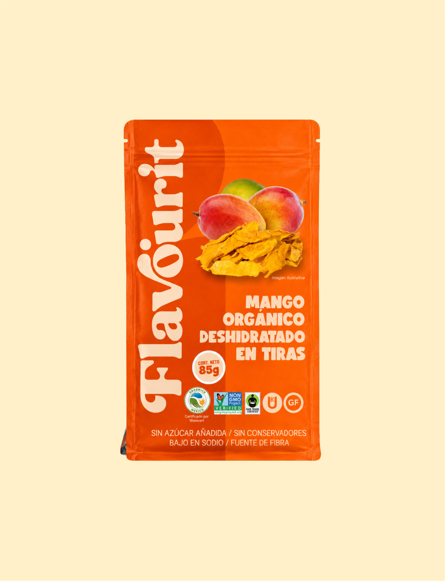 Mango Orgánico Deshidratado en Tiras, Bolsa Pouch Chica 85g