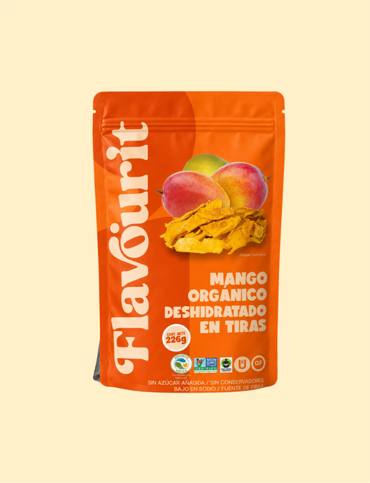 Mango Orgánico Deshidratado en Tiras, Bolsa Pouch Mediana 226g