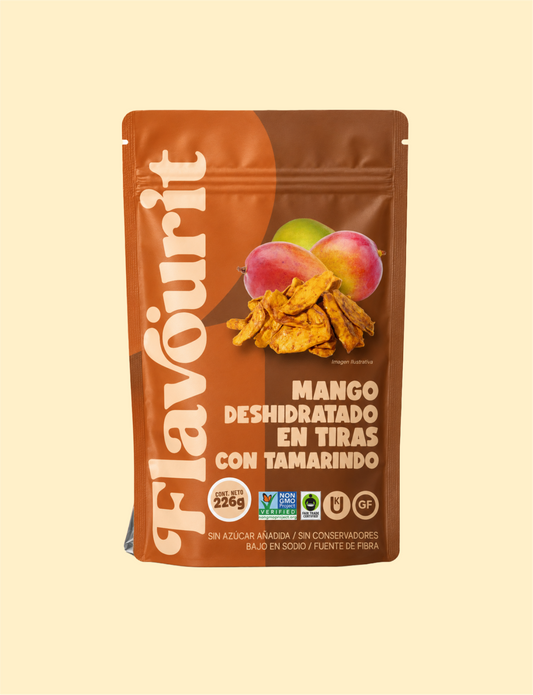 Mango Deshidratado en Tiras con Tamarindo, Bolsa Pouch Mediana 226g