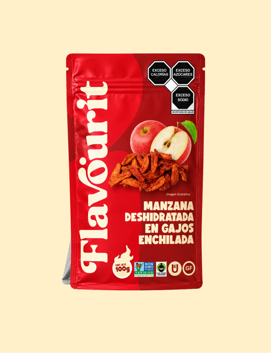 Manzana Deshidratada en Gajos Enchilada, Bolsa Pouch Mediana 100g
