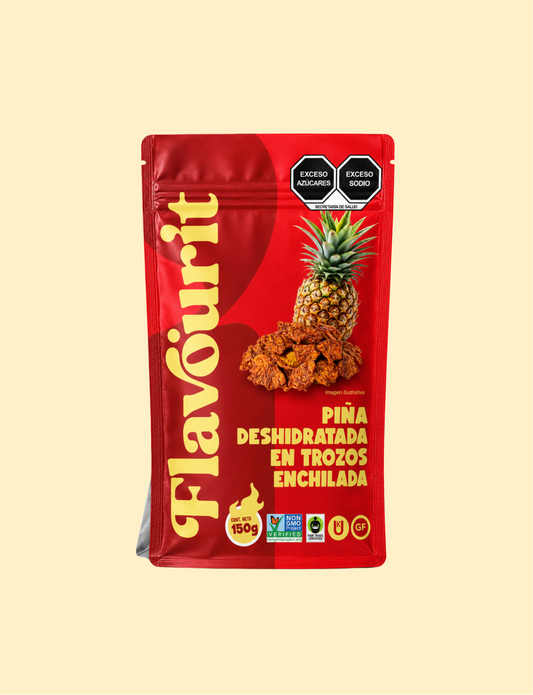 Piña Deshidratada en Trozos con Chamoy, Bolsa Pouch Mediana 150g