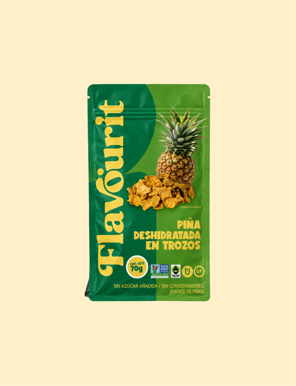 Piña Deshidratada en Trozos, Bolsa Pouch Chica 70g