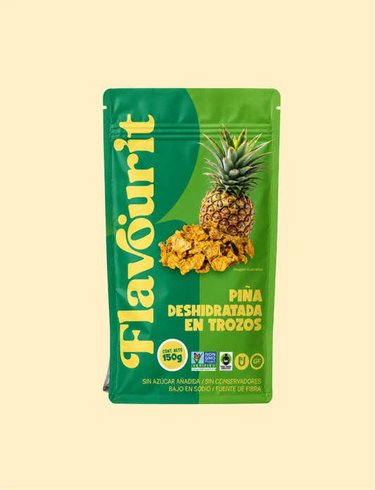 Piña Deshidratada en Trozos, Bolsa Pouch Mediana 150g