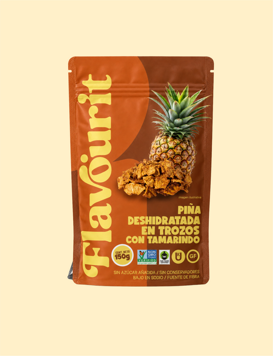 Piña Deshidratada en Trozos con Tamarindo, Bolsa Pouch Mediana 150g