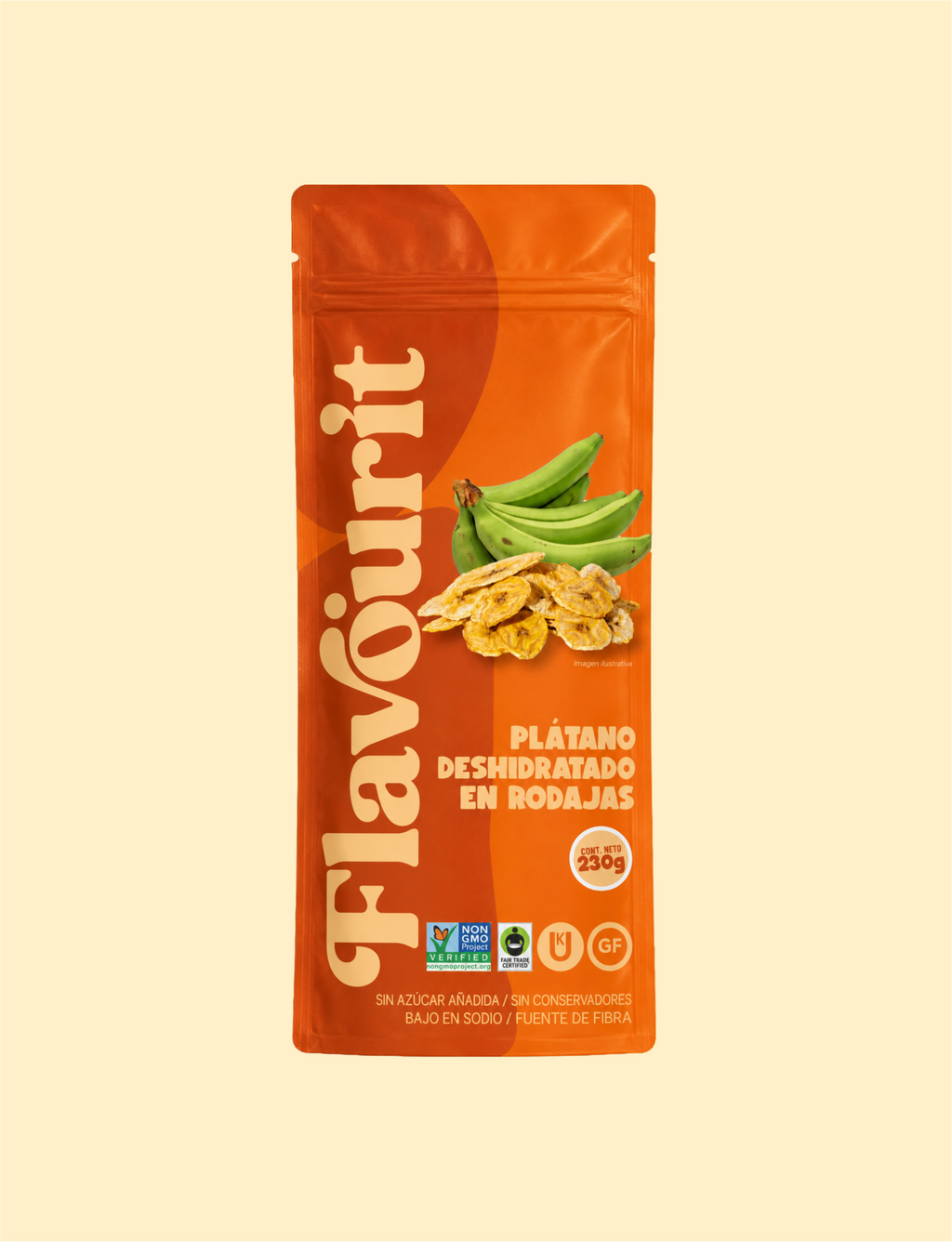 Plátano Deshidratado en Rodajas, Bolsa Pouch Grande 230g