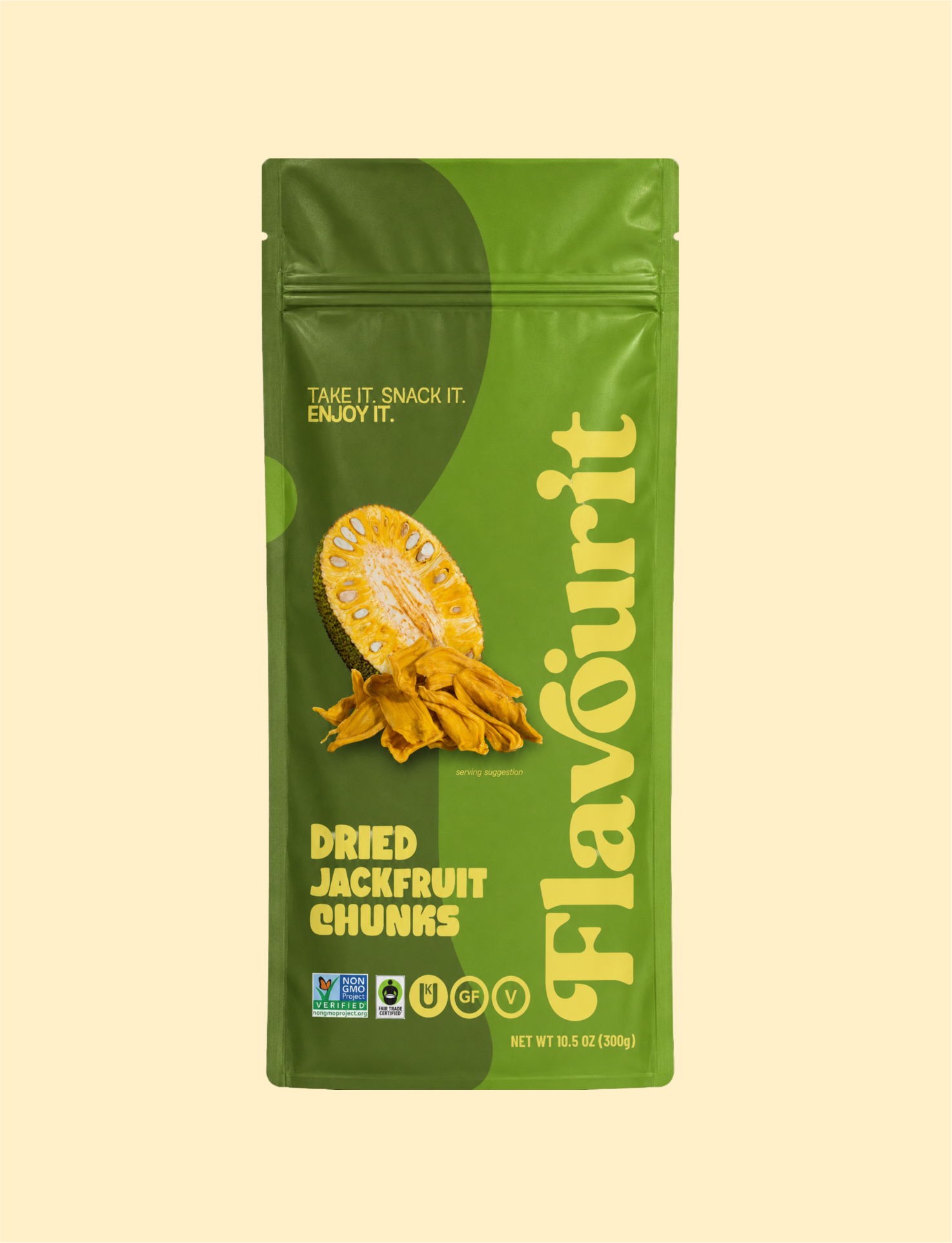 Dried Jackfruit Chunks, Large Pouch Bag 10.5oz