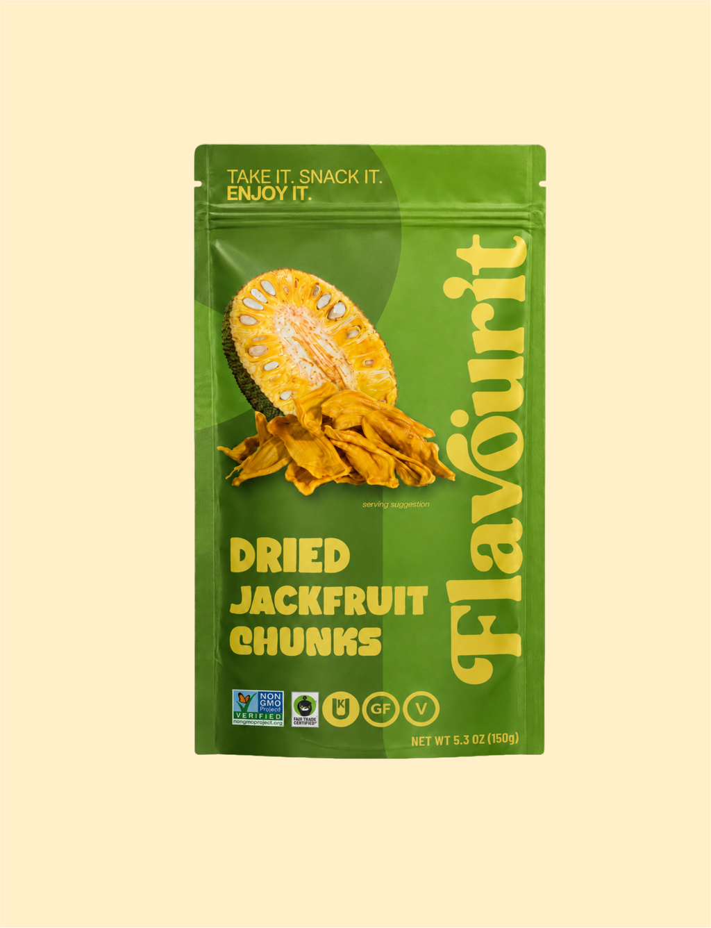 Dried Jackfruit Chunks, Medium Pouch Bag 5.3oz