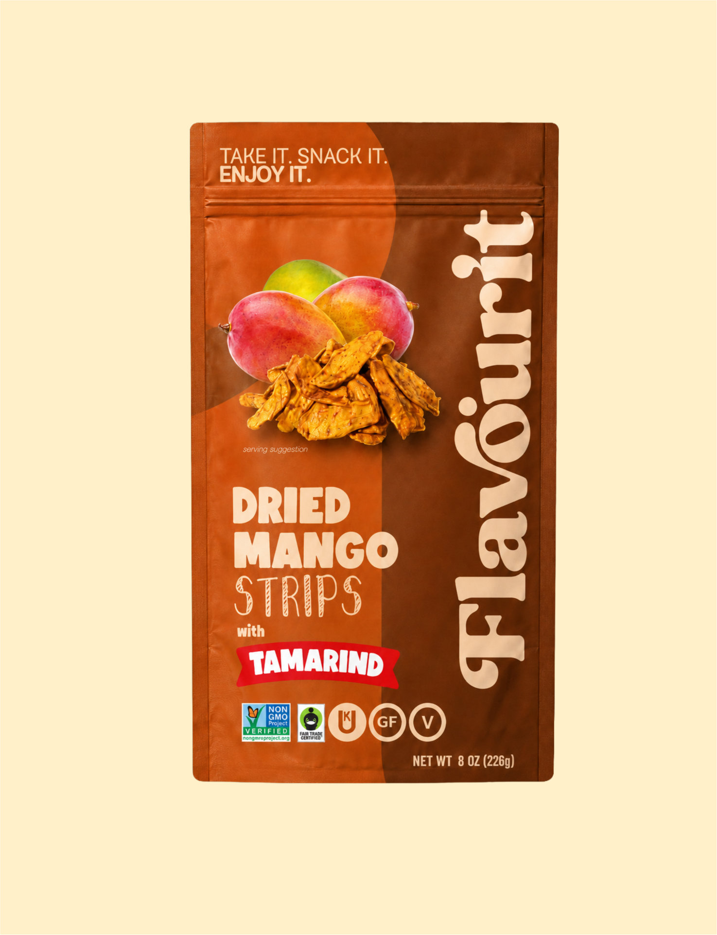 Dried Mango Strips with Tamarind, Medium Pouch 8oz