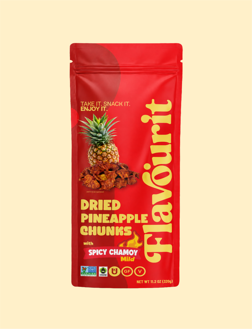 Dried Pineapple Chunks with Chamoy, Large Pouch Bag 11.2oz