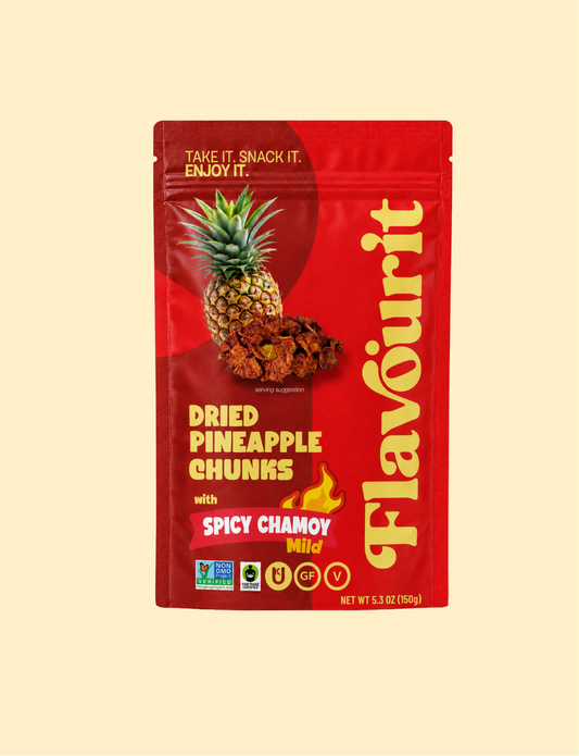 Dried Pineapple Chunks with Chamoy, Medium Pouch Bag 5.3oz