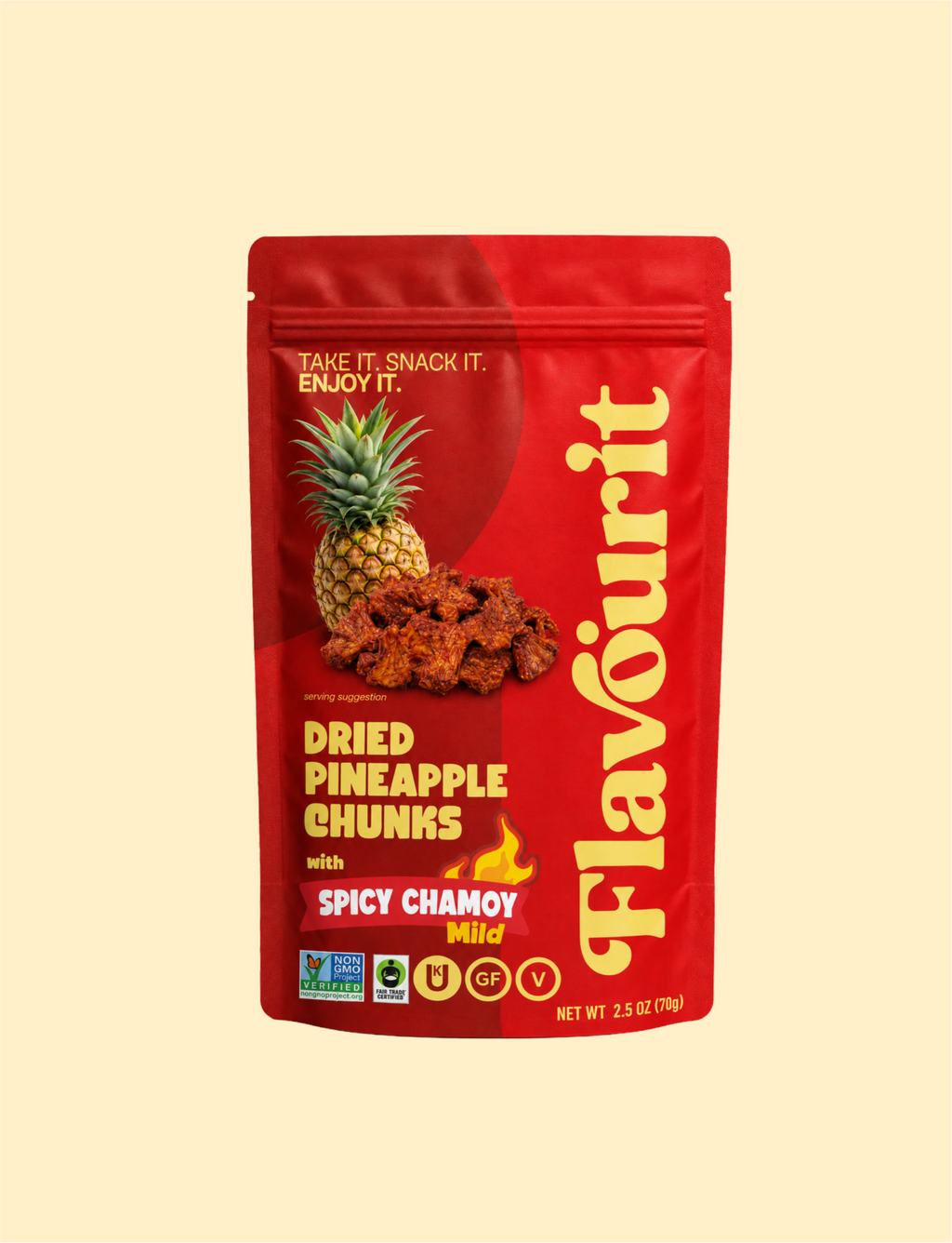 Dried Pineapple Chunks with Chamoy, Small Pouch Bag 2.5oz