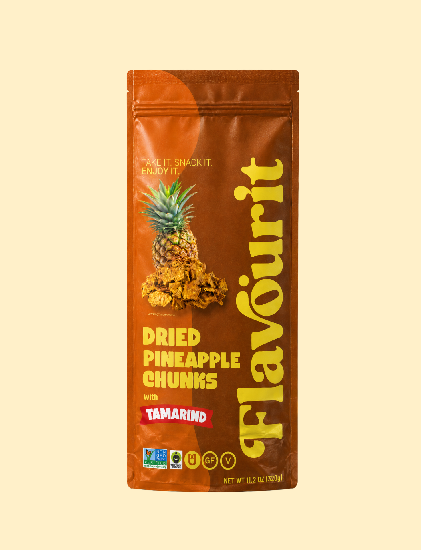 Dried Pineapple Chunks with Tamarind, Large Pouch Bag 11.2oz