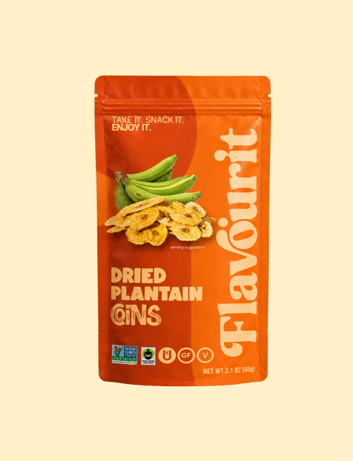 Dried Plantain Coins, Small Pouch Bag 2.1oz
