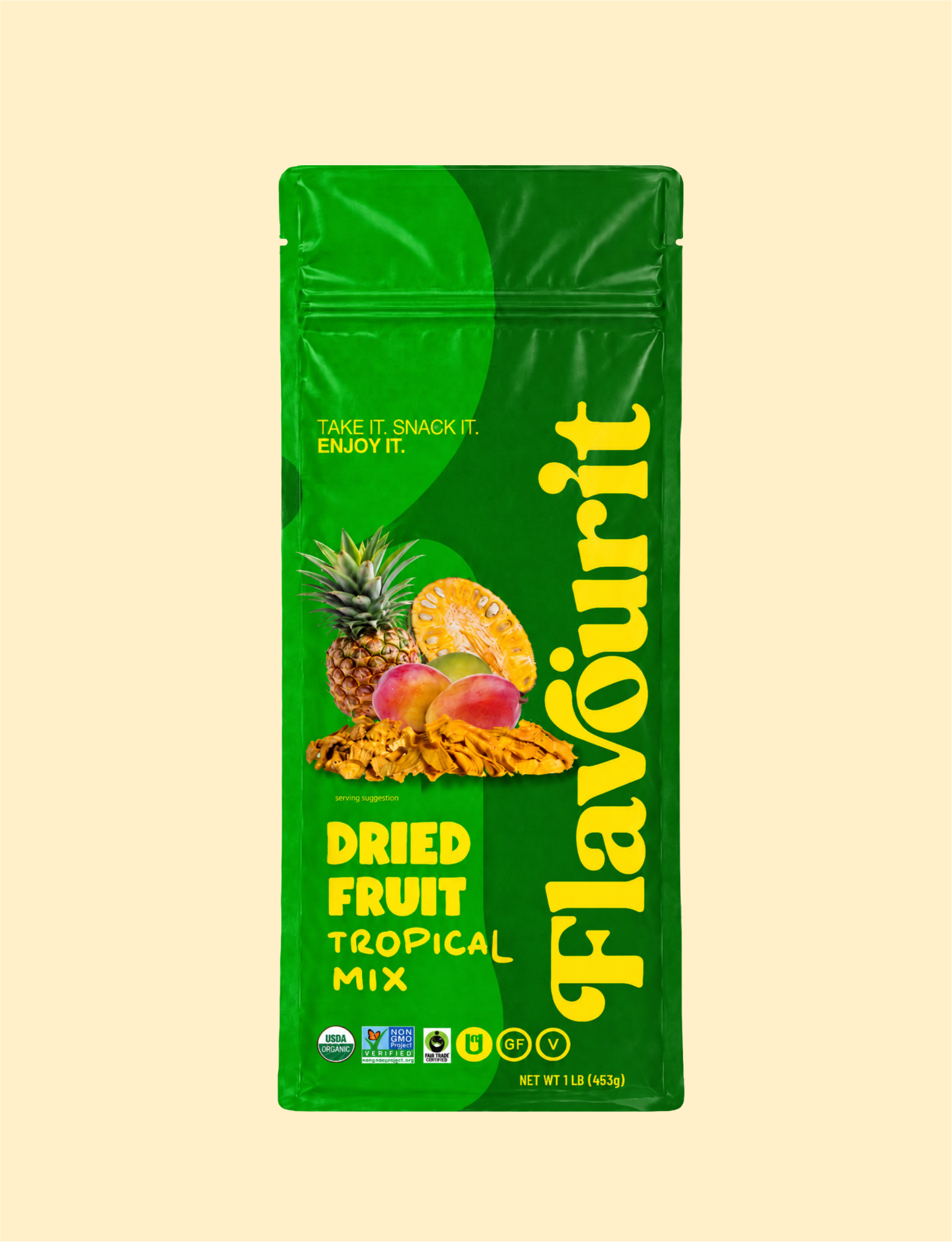 Dried Tropical Fruit Mix, Large Pouch Bag 1lb