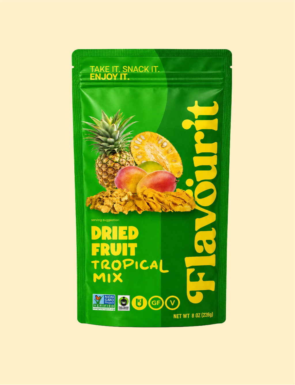 Dried Tropical Fruit Mix, Medium Pouch Bag 8oz